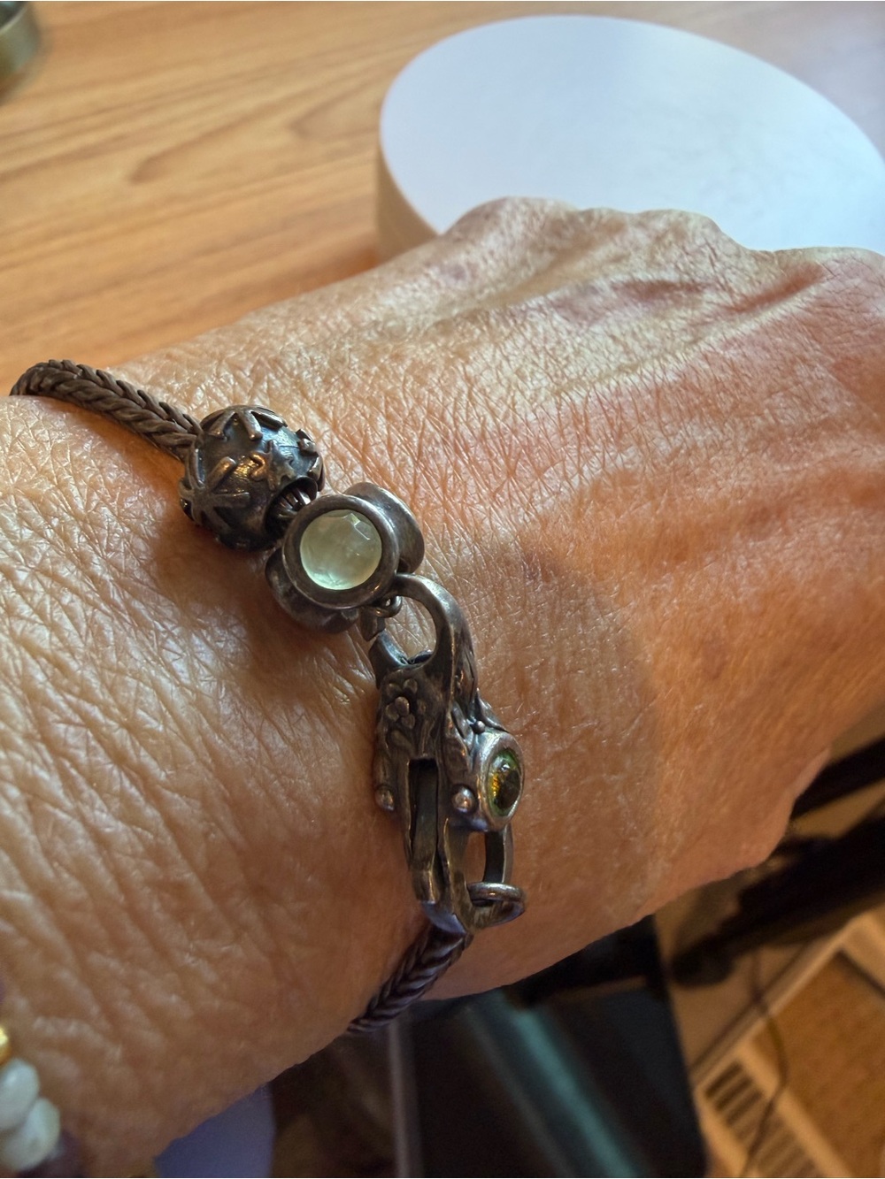 Trollbeads Bracelet with 10 Vintage Beads, Sterling Silver Chain - Picture 4 of 16